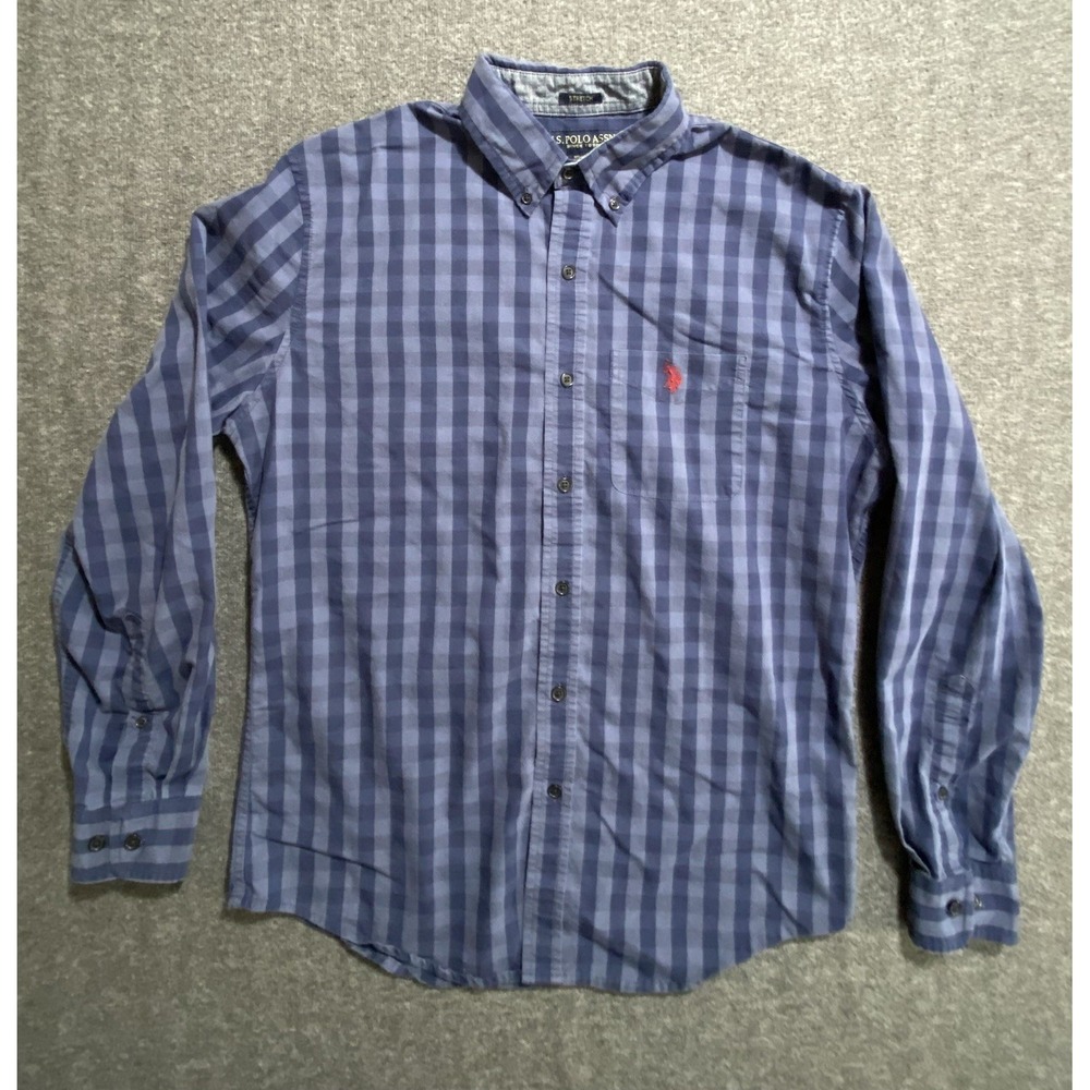 Polo Ralph Lauren Oxford Style Button-Up Shirt Long Sleeve Blue Plaid Size M